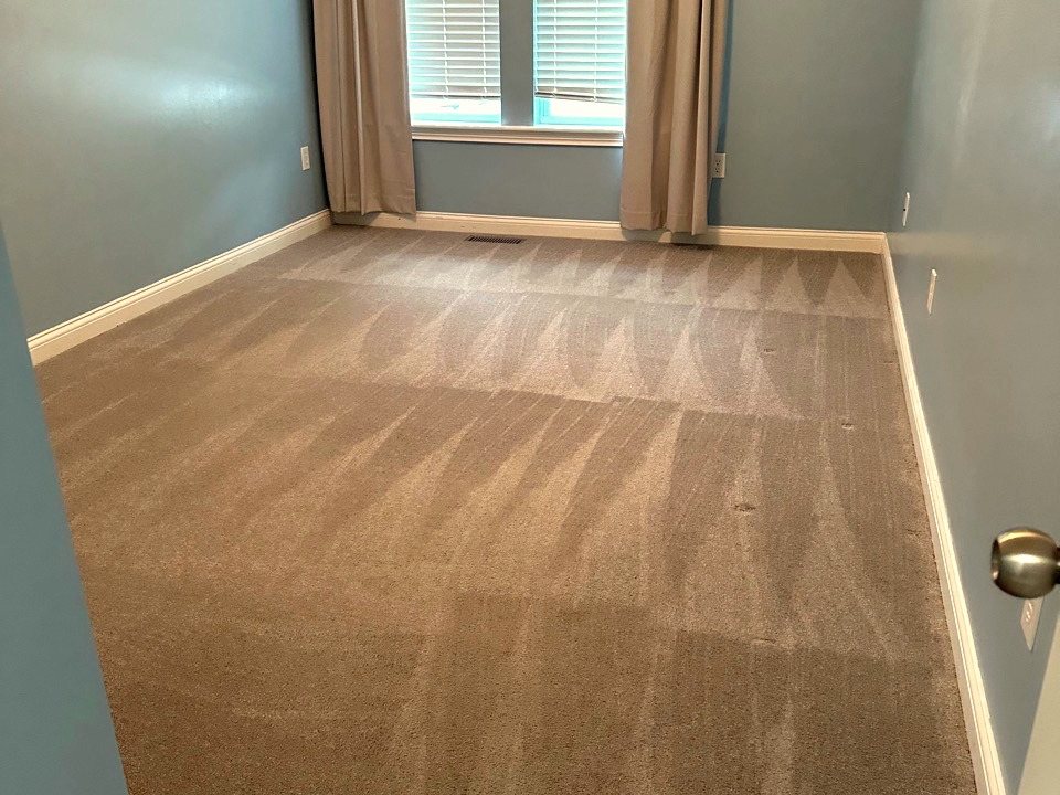 Freshly vacuumed bedroom carpet